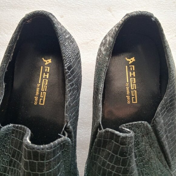 Fiesso by Aurelio Garcia Black Croc & Gold Toe Loafers Mens 13 Great Cond - Picture 9 of 13